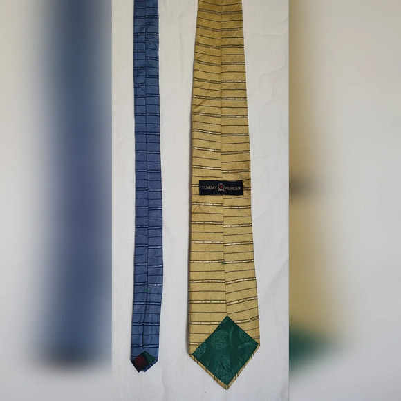 Tommy Hilfiger Preppy Blue Yellow 100% Silk Stripe‎ Vintage Career Tie Academia - Picture 4 of 5
